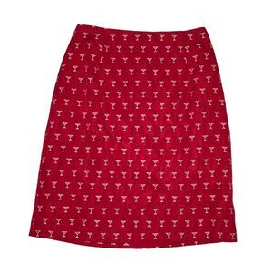 Vintage Red A-Line Skirt with Embroidered Martini
